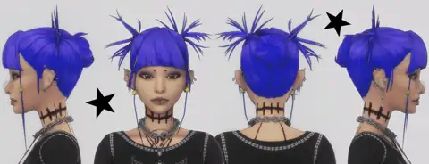 Spiky Hairstyle with Bun and Star Hair Accessory for Male and Female [MM]