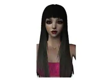 The Sims Resource | Long Straight Black Hair With Fringe