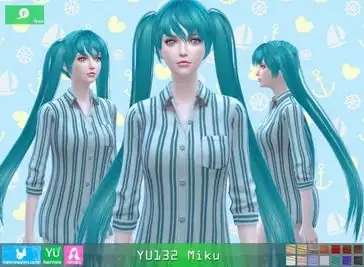 YU132 Miku hair (free) - The Sims 4 Catalog