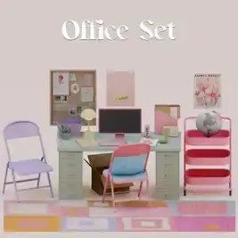 Office Furniture Pack (Box / Desk / Chair / Cart / Board / Computer / Lamp / Coffe / Totes / Rug / Globe) [Alpha]