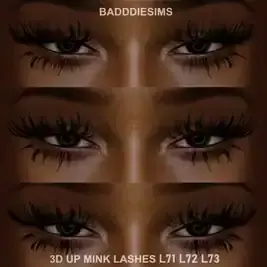 BadddieLashesBundle (3D Mink Lashes  L71-L73 by BadddieSims, Alpha CC Makeup & Eyelashes)