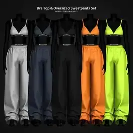 bra top & oversized sweatpants set by gorillax3