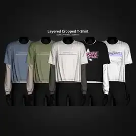 Layered Cropped T-Shirt by GorillaX3 - Men's Tops