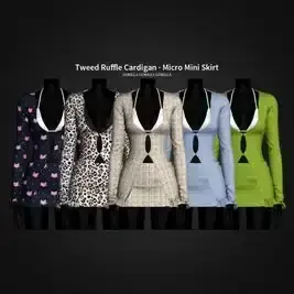 TweedRuffleEnsemble (Cardigan & Micro  Mini Skirt by GorillaX3 - AlphaCC, Female Tops & Skirts)