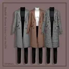 Double-Breasted Long Coat Ensemble for Men
