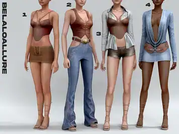 Bella's Ranch Raiment: Cowgirl Core CC by BelaloAllure (Chic Girls' Outfits & Dresses)