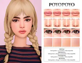 🌸 Makeup Set N19 | LIPS N28 | FRECKLES N1 | EYLINER N8 | BLUSH N8