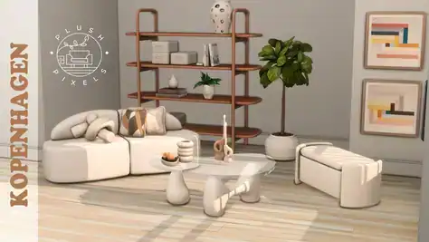 Kopenhagen Living Room ( Sofa/ Storage/ Décor/ Plant/ Table/ Vase) [MM]