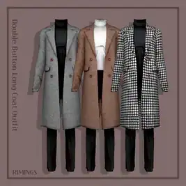 Double-Breasted Long Coat Ensemble for Men