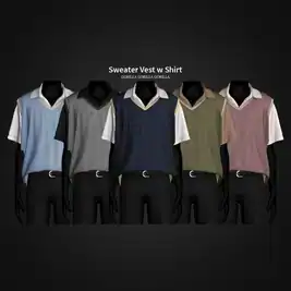 ChicLayerCombo (Sweater Vest & Shirt  Set - Female Tops, Alpha CC, Clothing Collection)