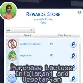 Lactose and Vegetarian in rewards store