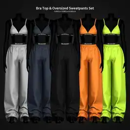 bra top & oversized sweatpants set by gorillax3