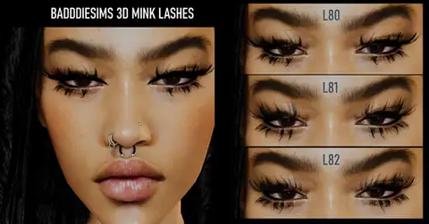 LusciousLashesPack (3D Mink L80-L82 by  BaddieSims - Alpha CC Makeup & Eyelashes)