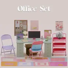 Office Furniture Pack (Box / Desk / Chair / Cart / Board / Computer / Lamp / Coffe / Totes / Rug / Globe) [Alpha]