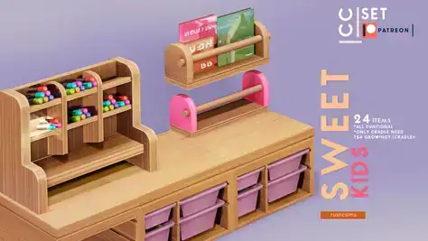 Sweet Kids Room Set (Bed/ Shelves/ Decors/ Rocking Chair/ Table/ Clutters/ Storage/ Cradle) [MM]