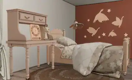 Annika Bedroom Set (Bed/ Blanket/ Clock/ Desk/ Lamp/ Toy Animal Decors) [ALPHA]