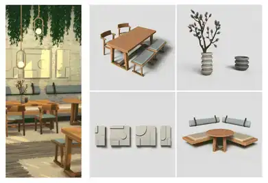 Contemporary Dining Room Collection (Table / Lamp / Chair / Decor)