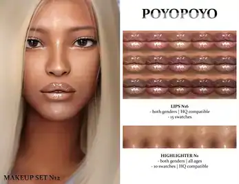 [poyopoyo] LIPS N16  HIGHLIGHTER N1 | Makeup Set N12