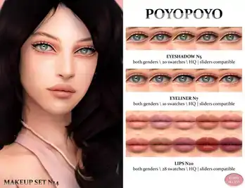 [poyopoyo] Makeup Set N14 \ Eyeshadow N5 \ Eyeiner N7 \ Lips N20