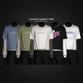 Layered Cropped T-Shirt by GorillaX3 - Men's Tops