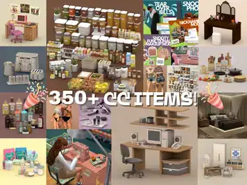350+ CC Items | Decor / Furniture / Clutter / Kitchen / Hair / Clothes / Gaming / Y2K / Cute / Pink / Kawaii / CC / Sims 