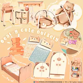 Bear-y Nursery Set ( Bed/ Bookcase/ Table/ Chair/ Playmat/ Shelf/ Wardrobe) [Alpha]