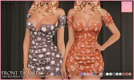 FrontTie Elegance (Dress & Skin Pack  - Female Clothes, Alpha CC, Makeup, Clothing Sets)