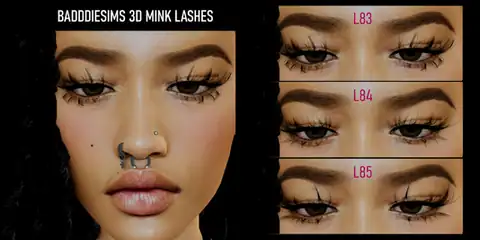 LusciousLashesBundle (3D Mink L83-L85 by  BaddieSims | Alpha CC Makeup & Eyelashes)