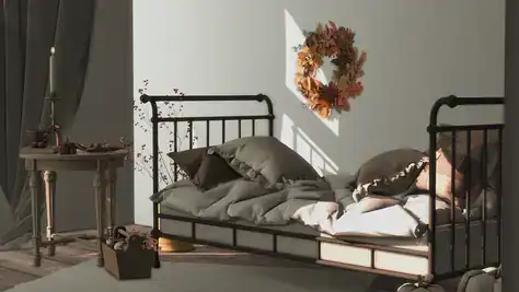 Cozy Corner Bedroom Set (Bed/ Vase/ Decors/ Pillows/ Side Tables/ Wreath/ Wooden Crate) [ALPHA]