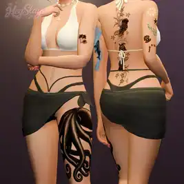 Sims 4 Baddie | Beach, Pls Tattoo Set 