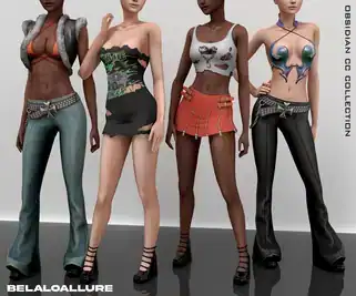 Obsidian Clothes Collection for Female (Dress/ Pants/ Crop Top/ Skirt/ Bra) [ALPHA]