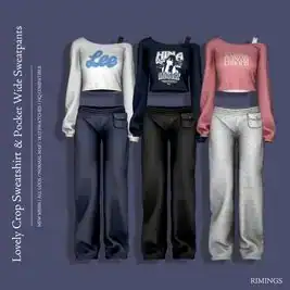 Chic Crop Sweatshirt & Comfy Wide-Leg Sweatpants for Women