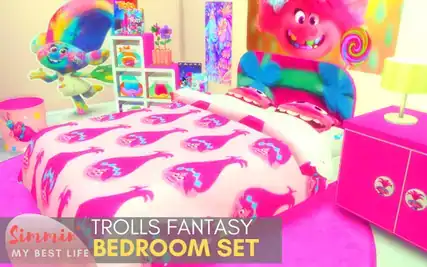 NEW CC RELEASE!!: Trolls Fantasy Bedroom Set 