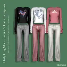 Women's Daily Long Sleeve T-Shirt & Sweatpants Set