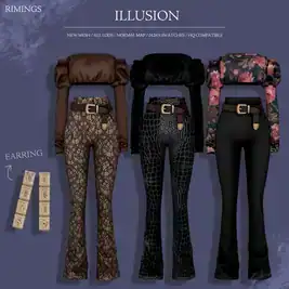 Illusion Clothes Set for Female (Crop Top/ Pants/ Versace Earrings) [ALPHA]