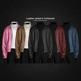 Gorillax3 Men's Leather Jacket with Turtleneck