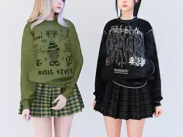 BabyeTears Ensemble (Sweatshirt &  Skirt Set, Alpha Female Clothing, Accessories, Makeup)