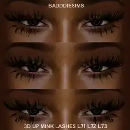 BadddieLashesBundle (3D Mink Lashes  L71-L73 by BadddieSims, Alpha CC Makeup & Eyelashes)