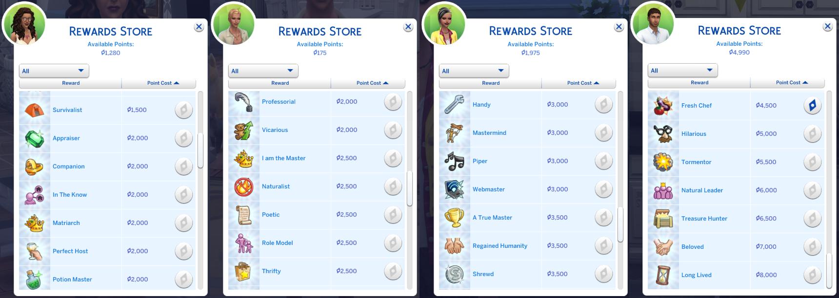 list of reward traits sims 4