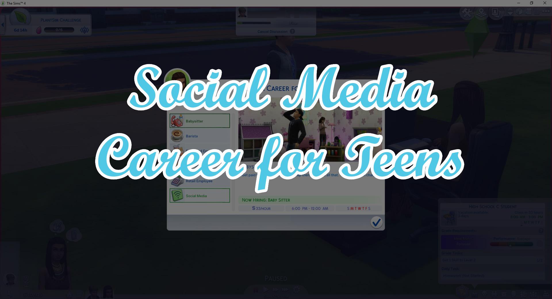 sims 4 custom careers for teens