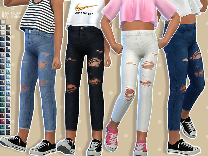 High Waisted Ripped Jeans For Children