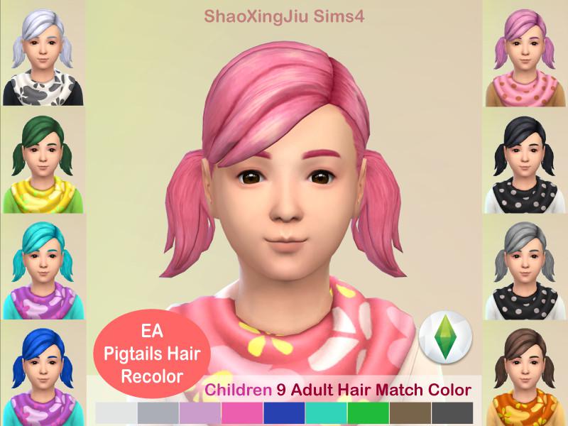 sims 4 cc child pigtails