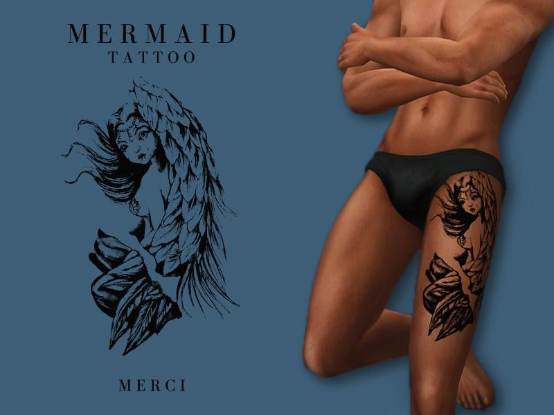 mermaid tattoo set