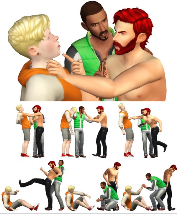Rinvalee Angry Group Poses 05 for Sims 4