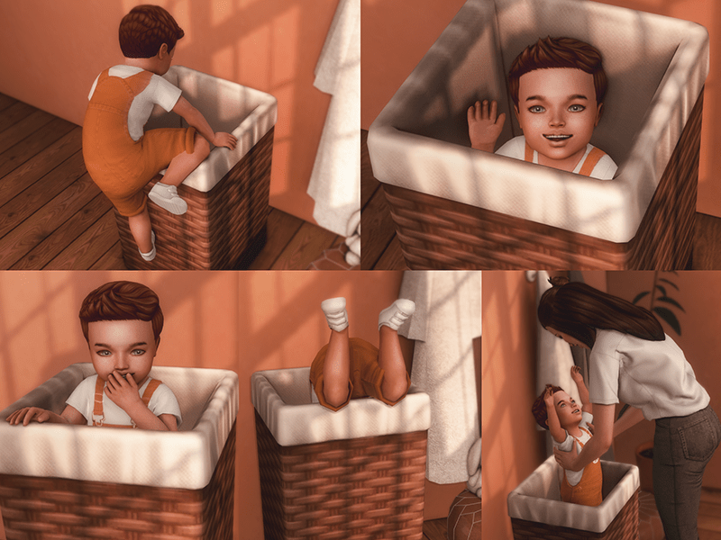 Toddler in Laundry Hamper Poses by KatVerseCC