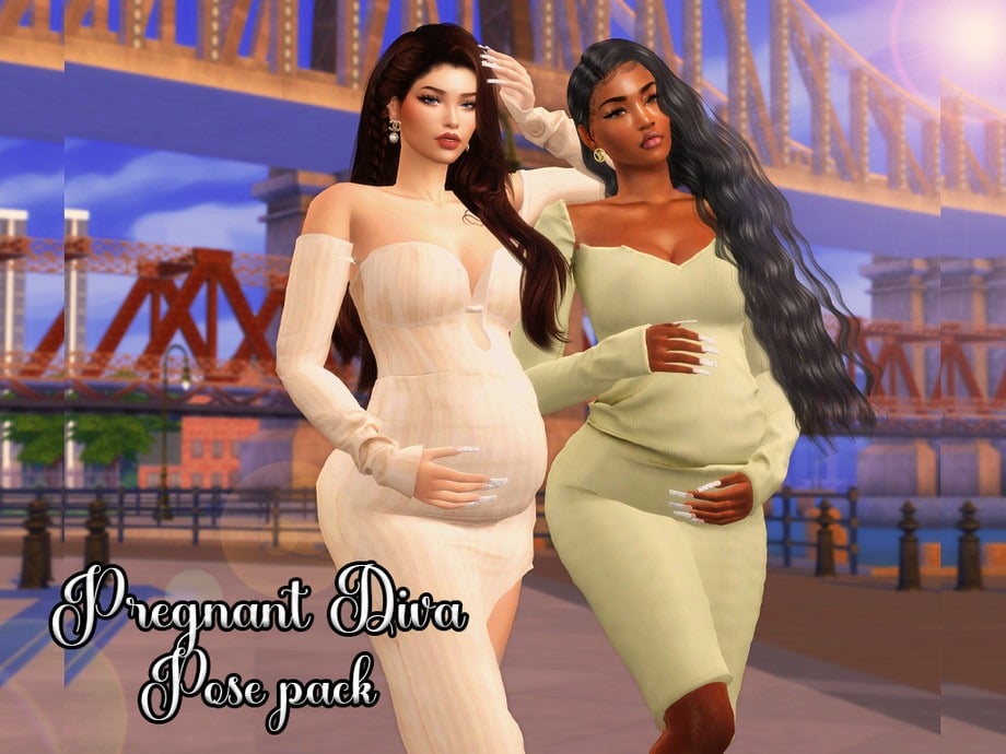 10. Pregnant Diva Pose pack by WisteriaSims