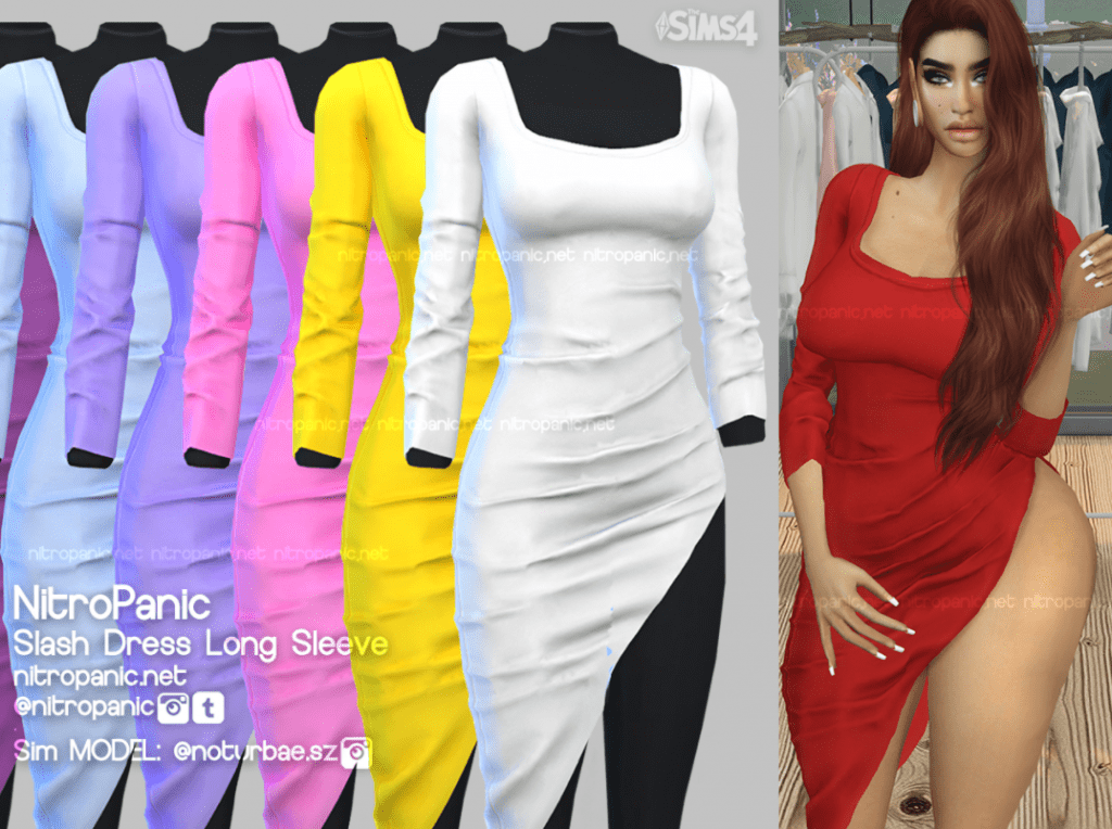 long sleeve dress sims4 7