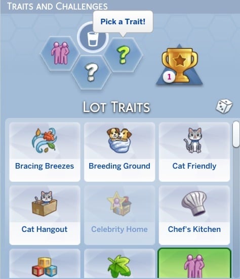 sims 4 lot traits