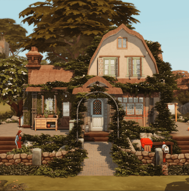  Green Cottage- Sims 4 cottage house