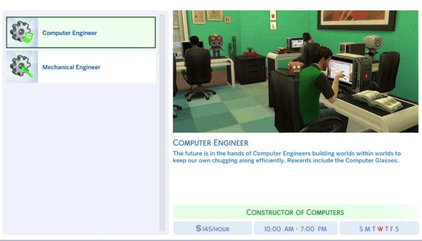 The Sims 4 Engineer Career Computer Branch